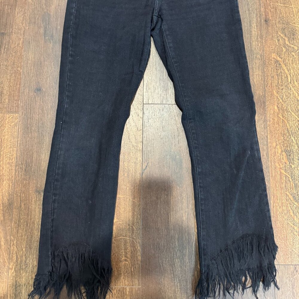 Pistola Cropped Fringe Black Jeans